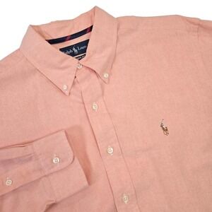 Ralph Lauren Long Sleeve Button Down Oxford Shirt Orange Men's Sz XL Classic Fit